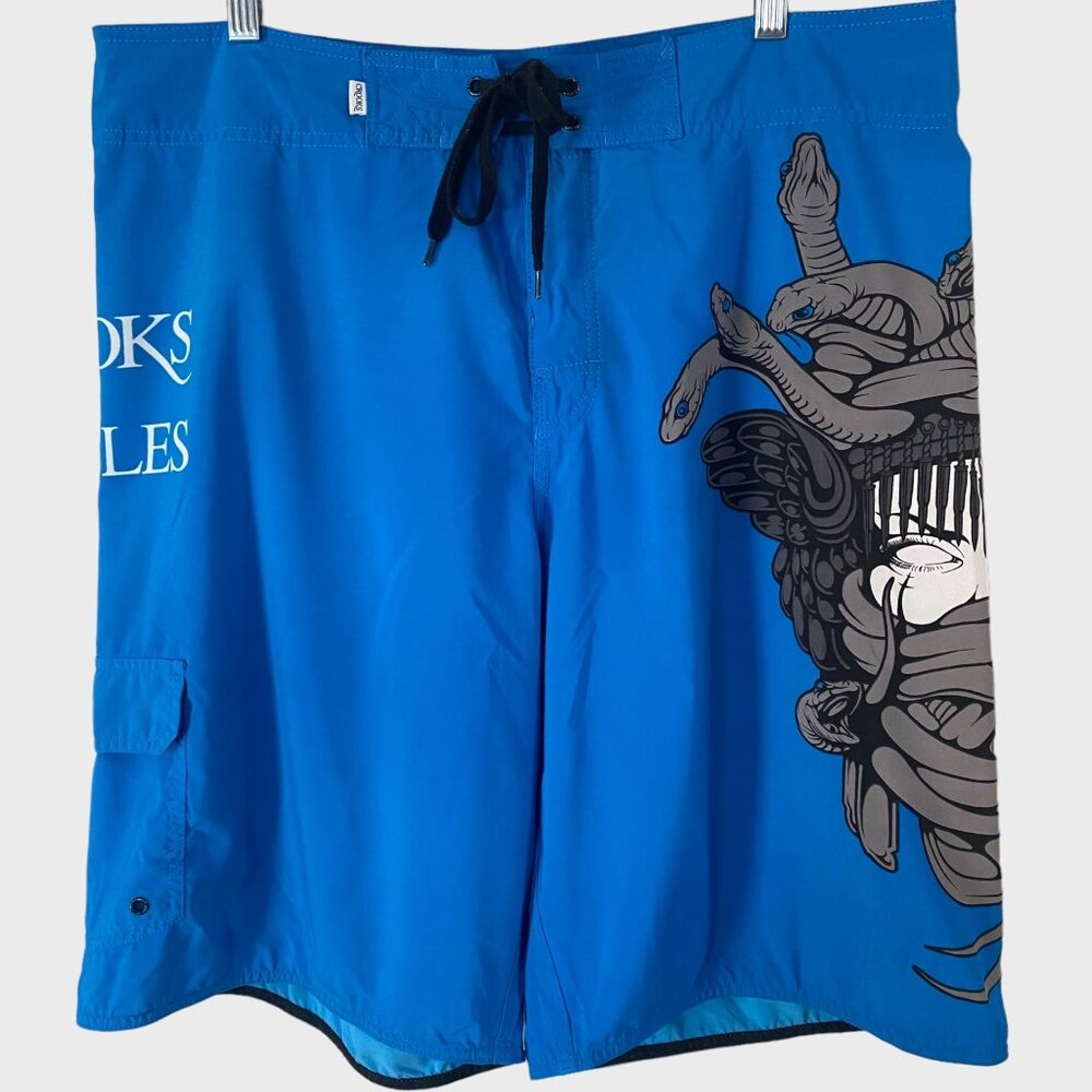 Crooks And Castles Medusa Printed Board Shorts Mens 38 Surf Swim Streetwear Rare